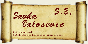 Savka Balošević vizit kartica